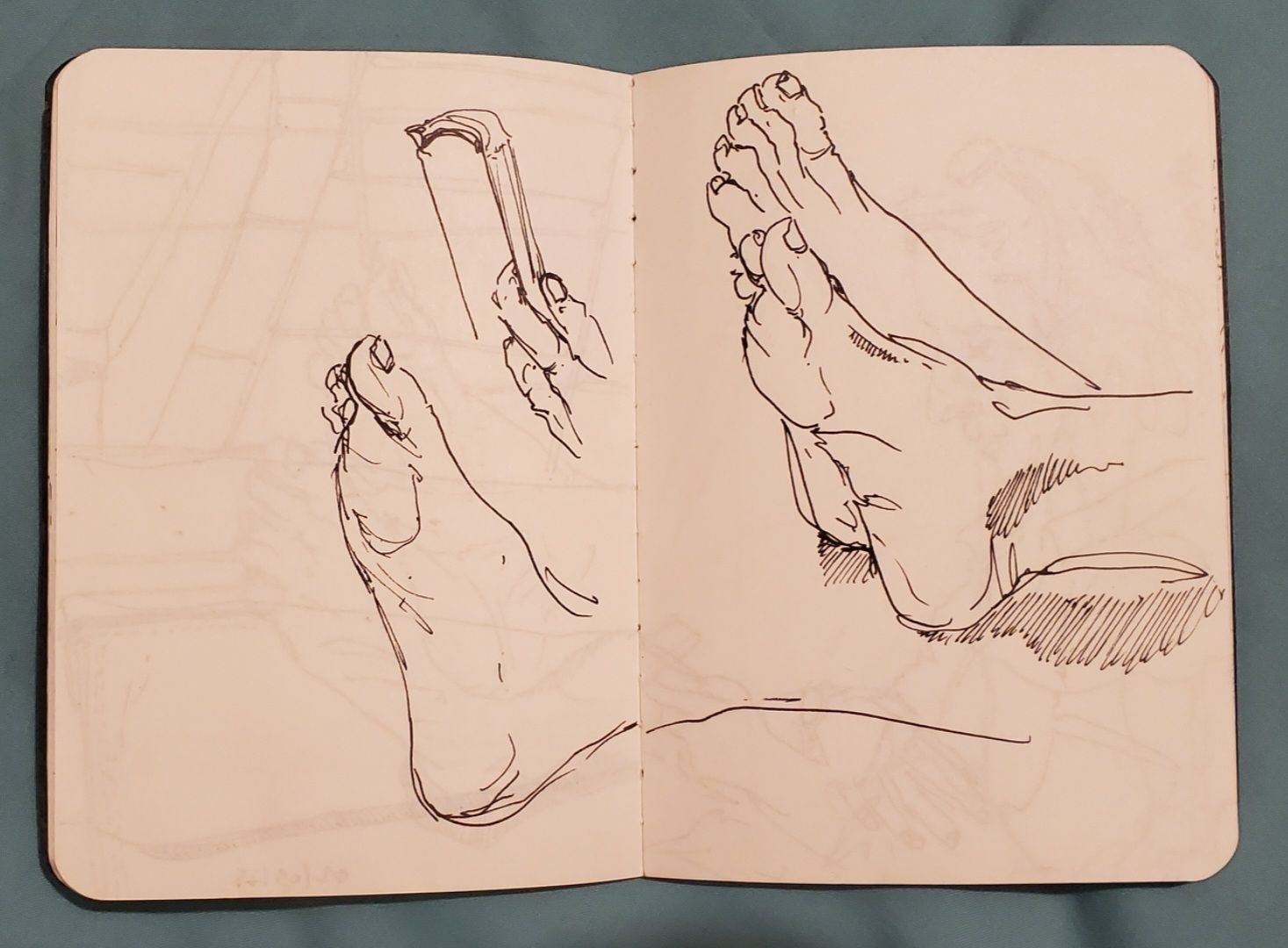 Pen fine liner sketch of a pair of feet