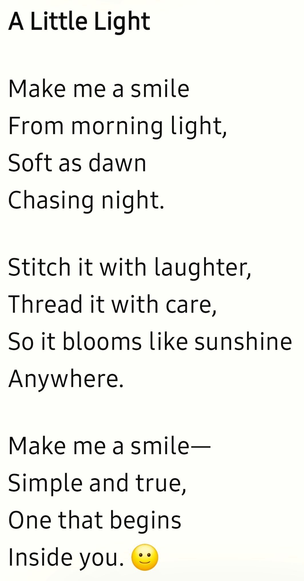 A poem to help us to smile and feel bright.