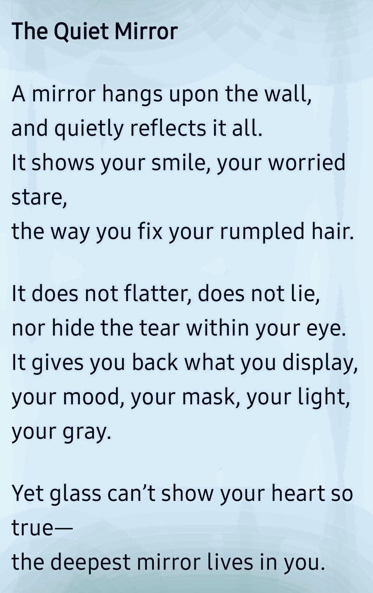 A poem about a feeling and about feelings and emotions.