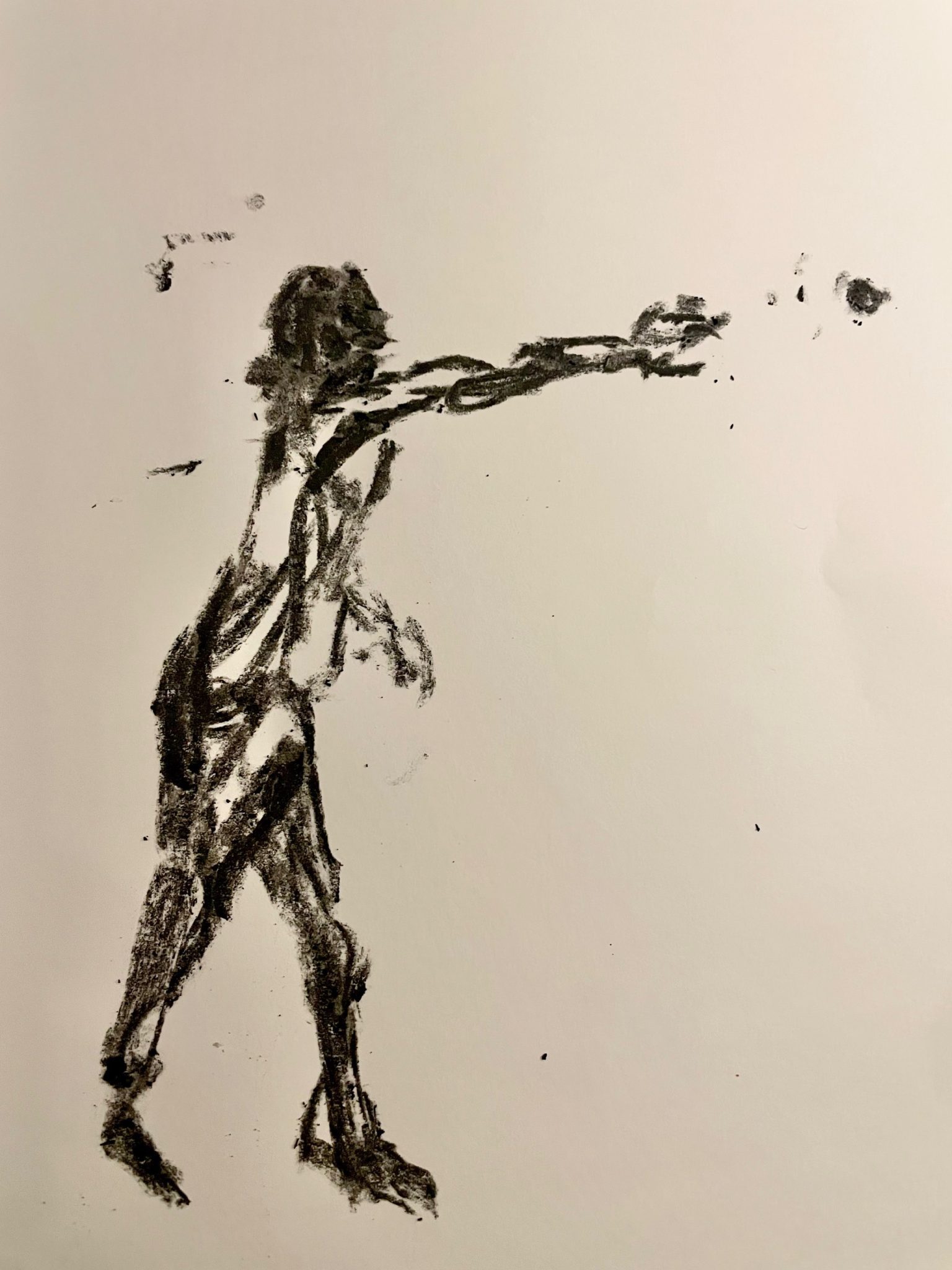 Drawing of a guy throwing a little lump
