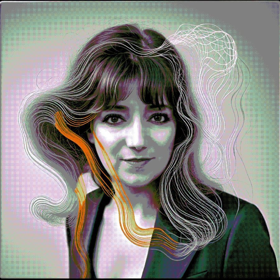 An AI generated photograph of the artist, with visual effects