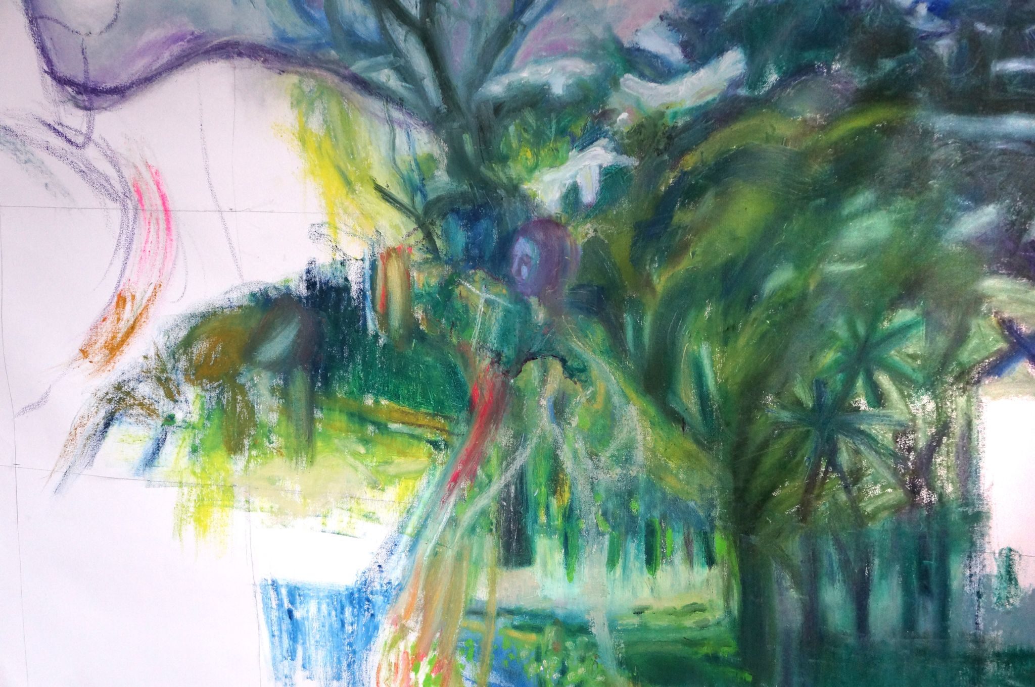 Work in progress, forest, oil on canvas- 3rd day