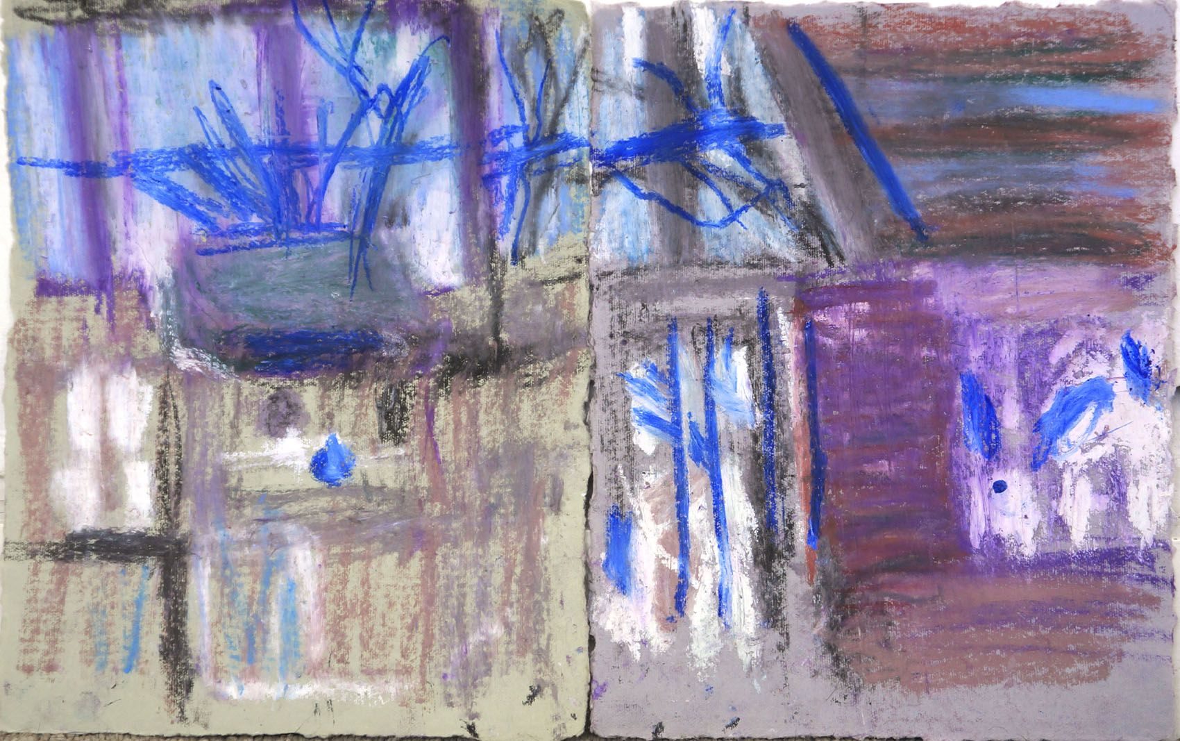 moonlight indoor observation, 11 x 17 (2 shhets of paer), pastel on paper