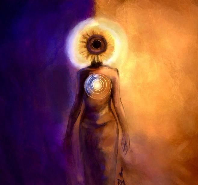 A symbolic flag-body exploring perception, polarity, and inner alignment, where vision, territory, and return are held within a single standing form.