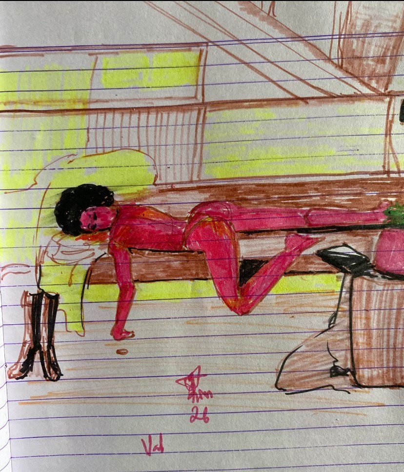 dressed before working. The body becomes apparatus, costume as entry point into image-making. Art begins before the first mark.