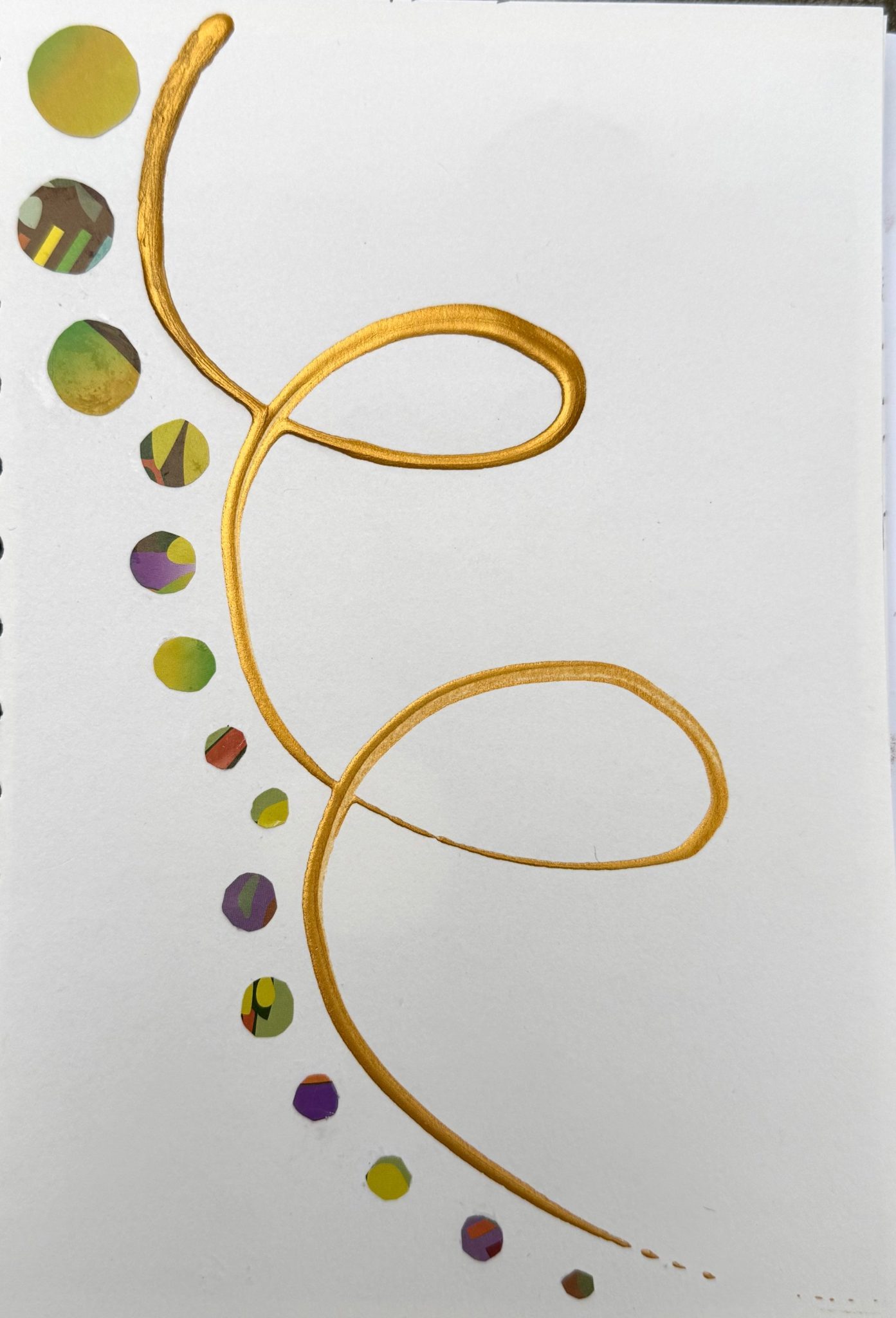 Collage and gold paint