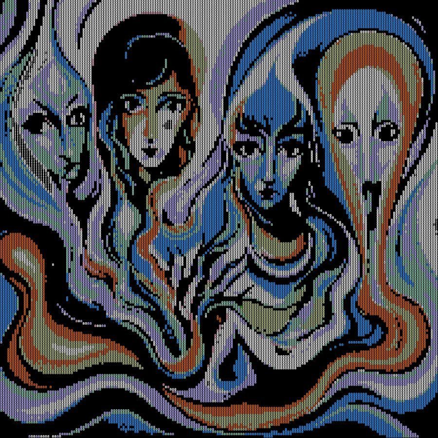 4 faces in a surreal landscape