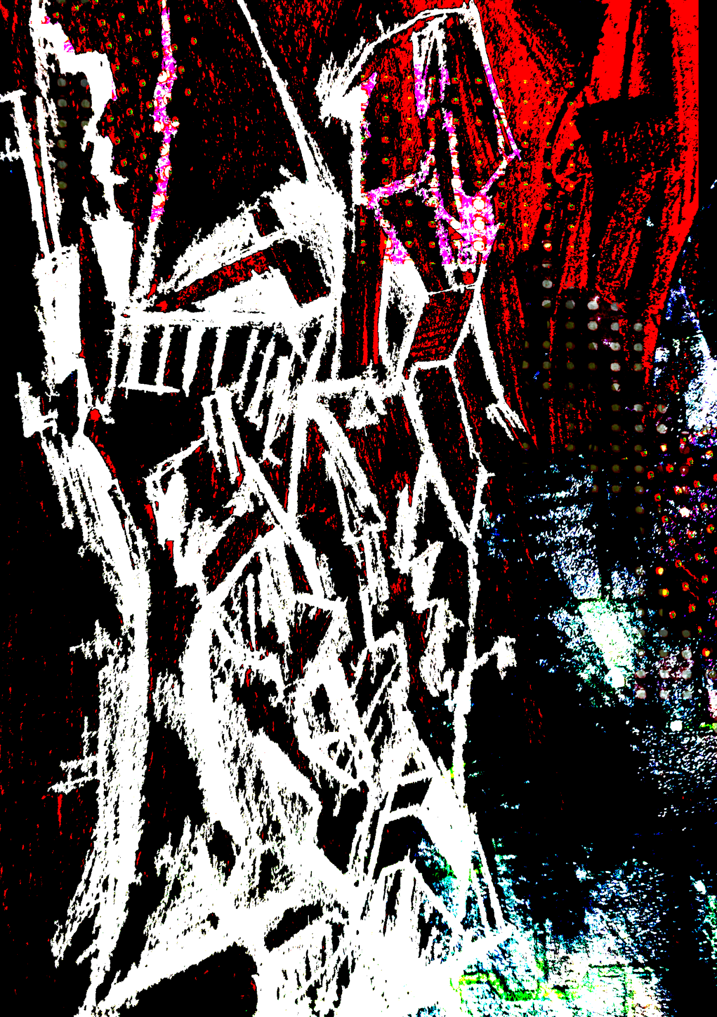 Imported rough pencil sketch made digital with additional imports of coloured images and noise.