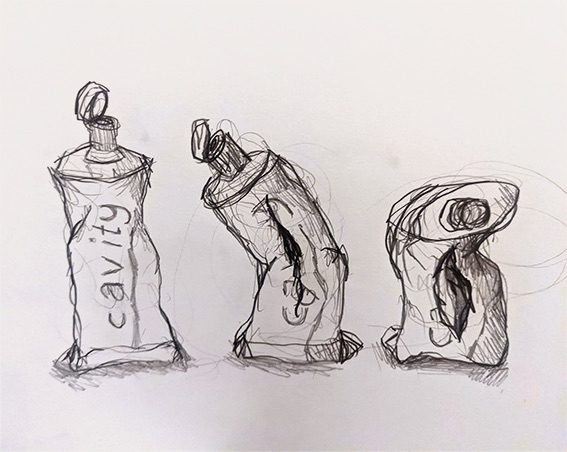 a drawing of wounded toothpastes