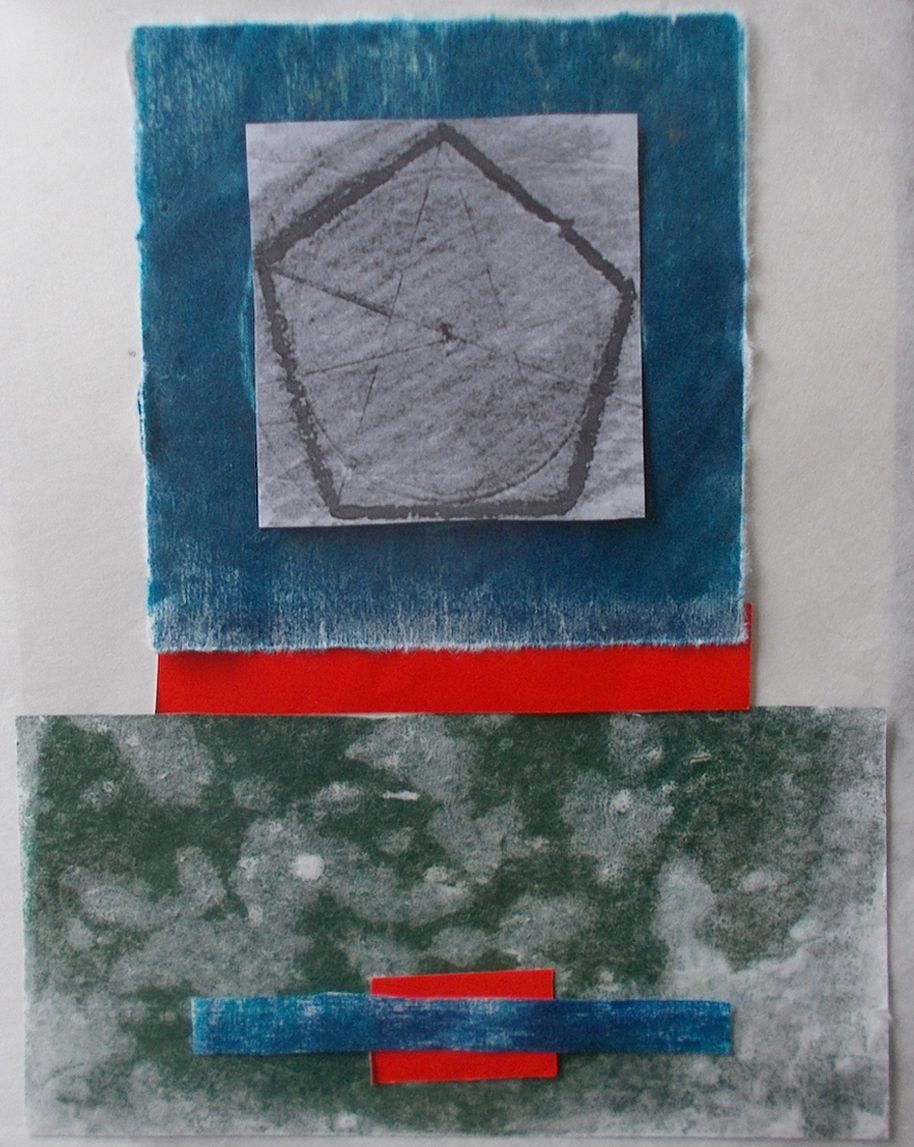 collage on agawami washi paper using mixed papers and medias