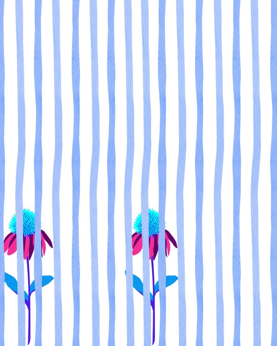 Graphic with stripes and flowers