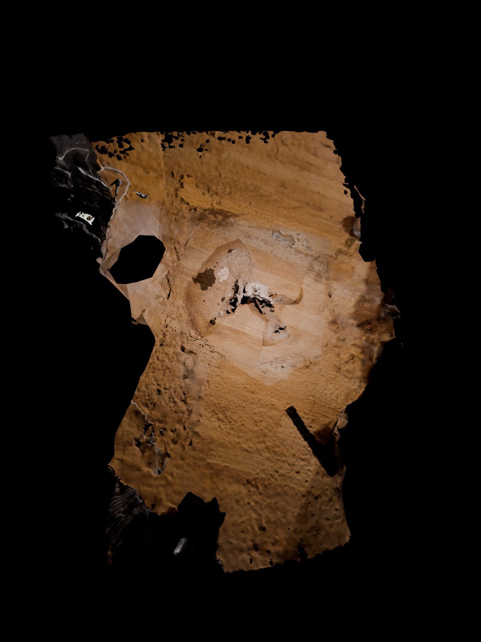 Photogrammetry model of transparent object and wooden floor