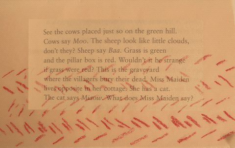 Red grass with stanza overlay