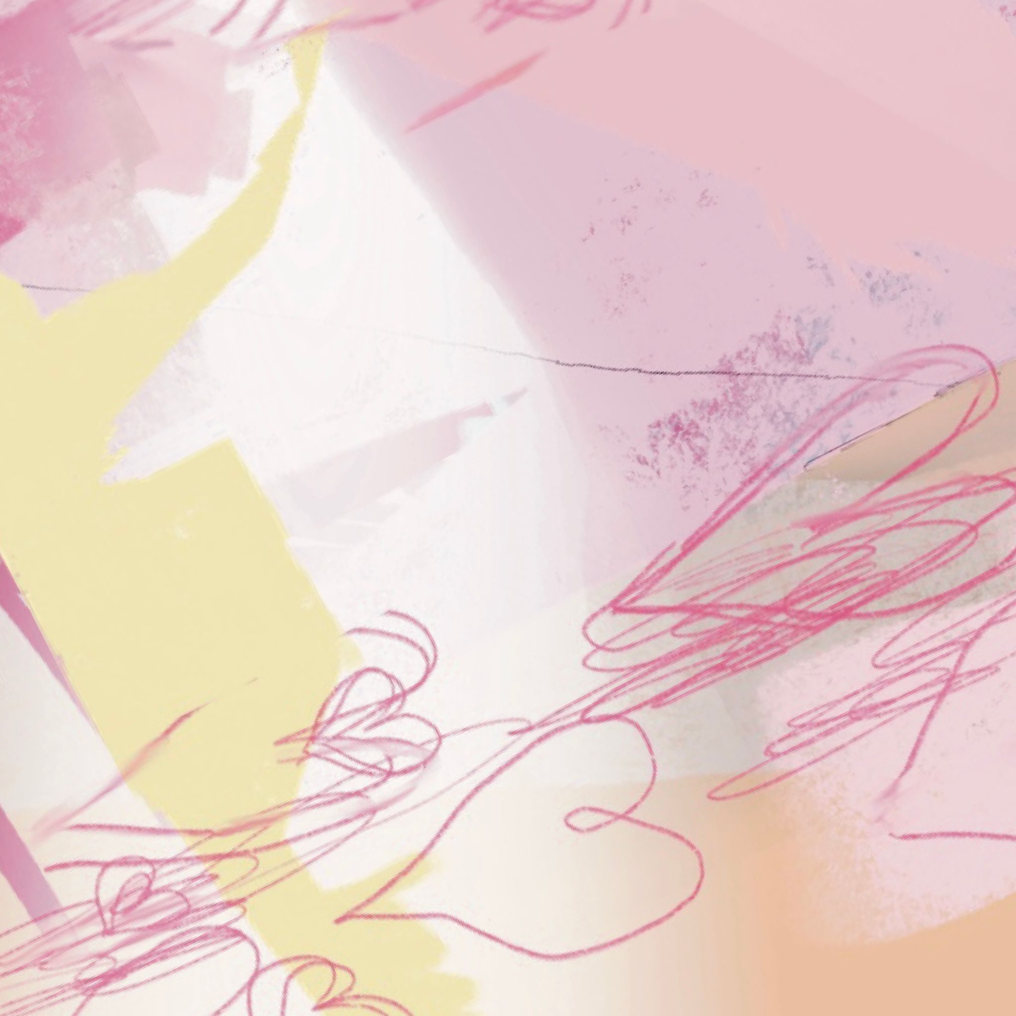 pink peach abstract scribbly digital art drawing