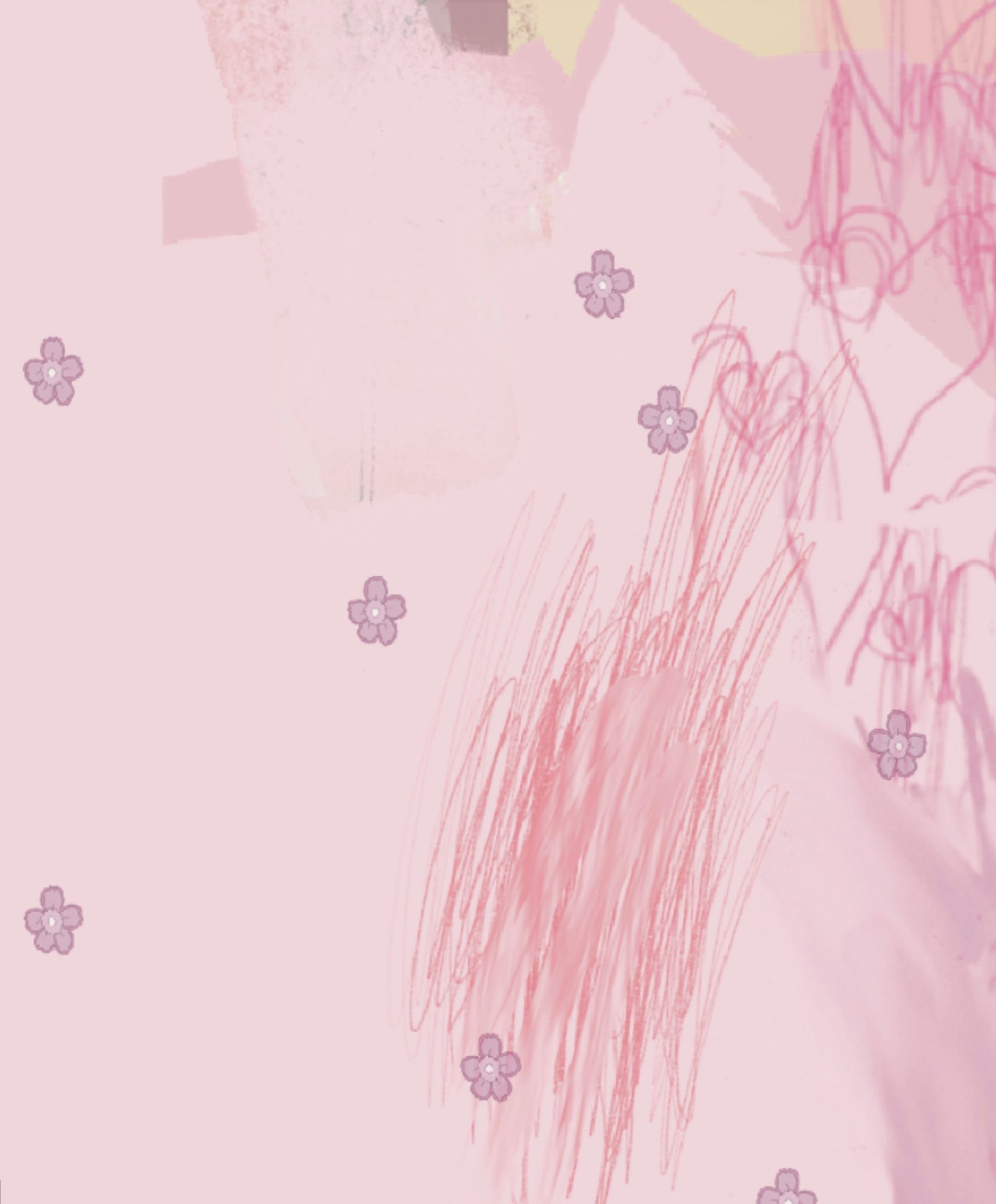 pink peach abstract scribbly digital art drawing