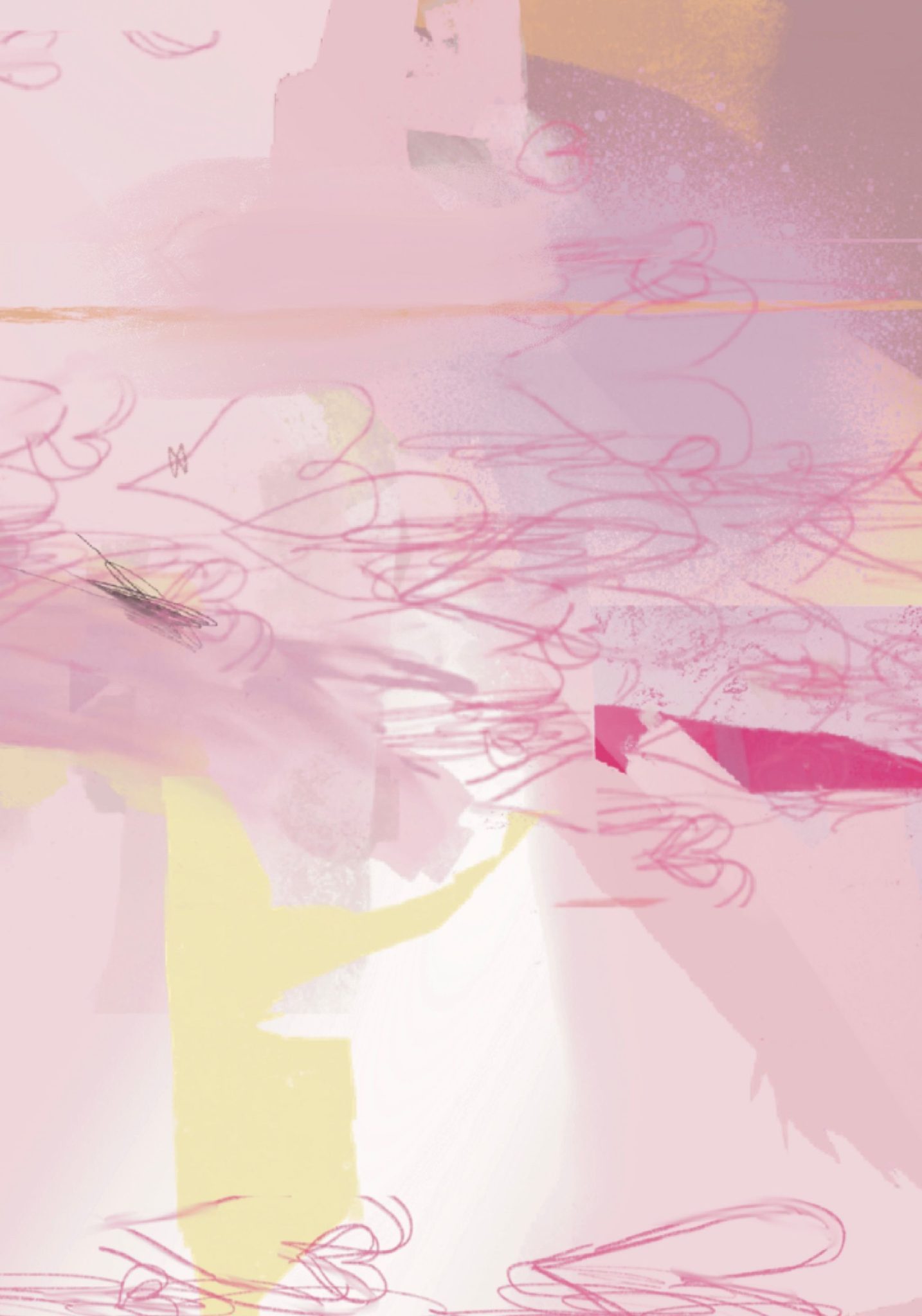 pink peach abstract scribbly digital art drawing