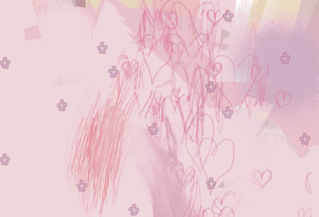 pink peach abstract scribbly digital art drawing