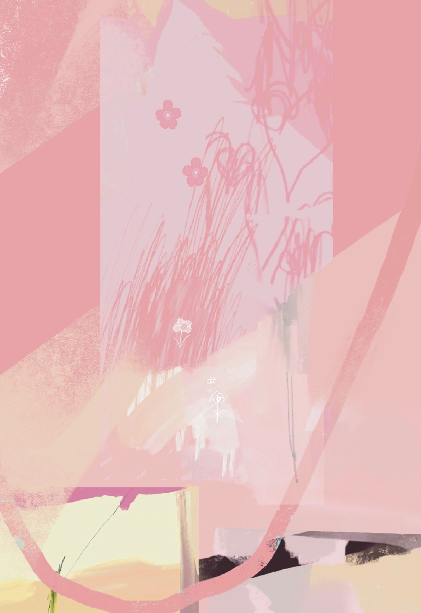 pink peach abstract scribbly digital art drawing