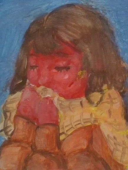 A girl who is red in the face from embarassment