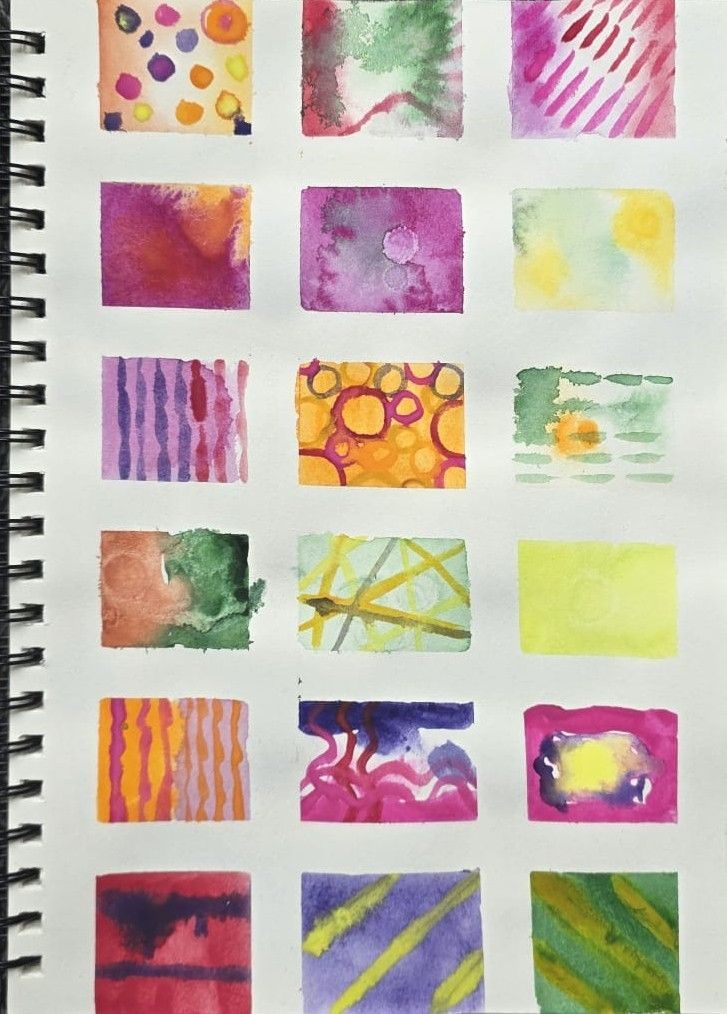 Matrix of miniature watercolour studies