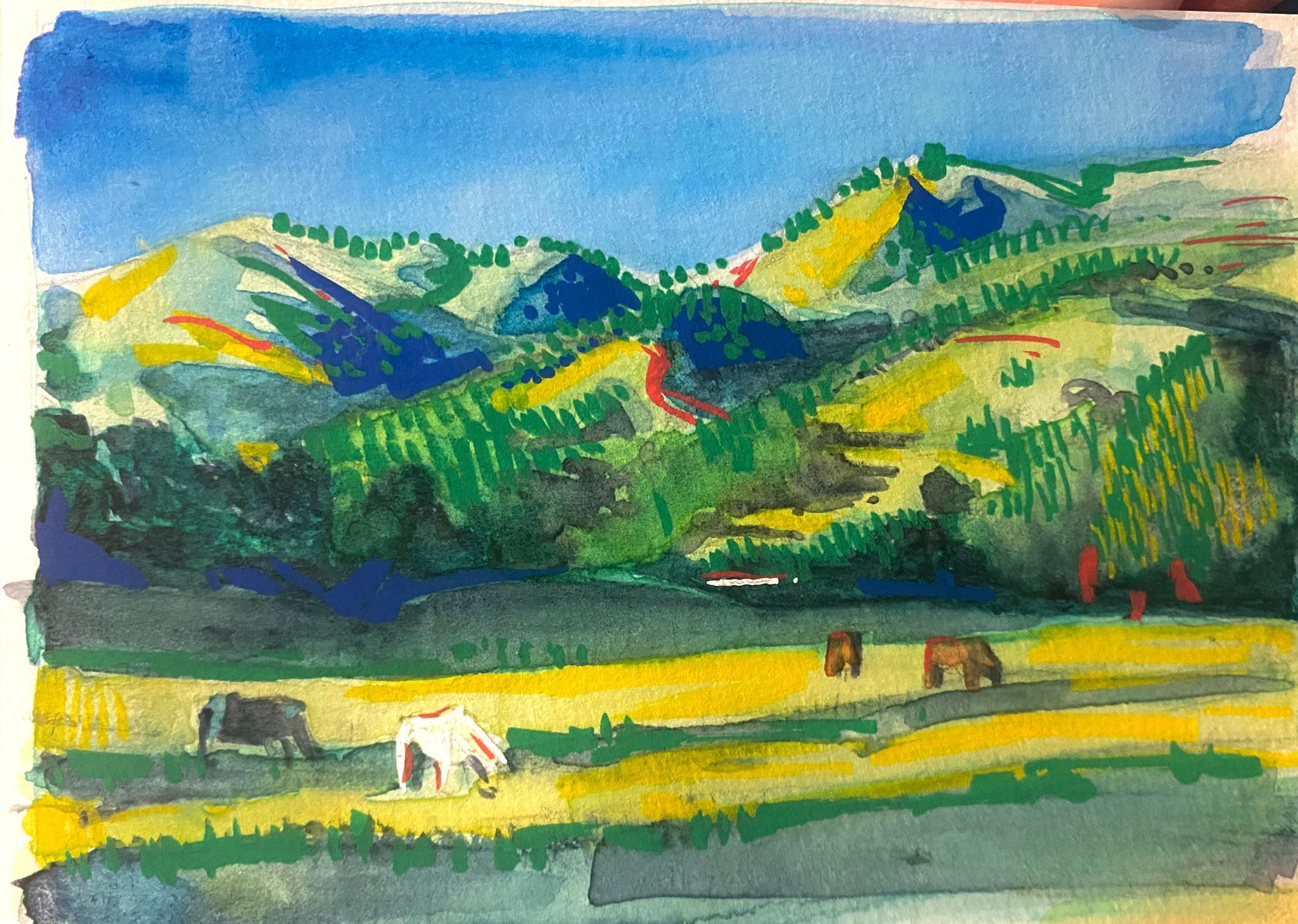 Watercolor, Acrylic marker