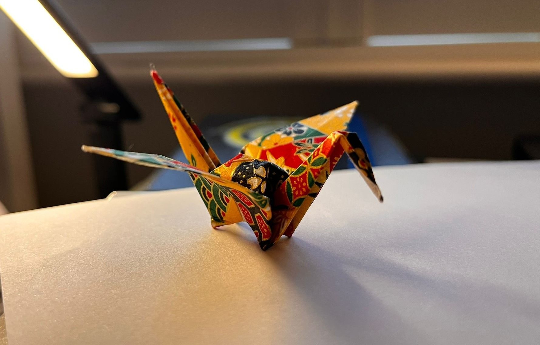 Origami paper crane - made out of colourful rice paper