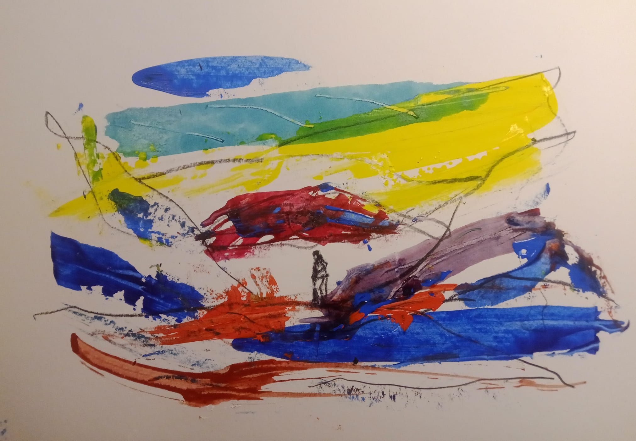 Gouache ink and charcoal on paper