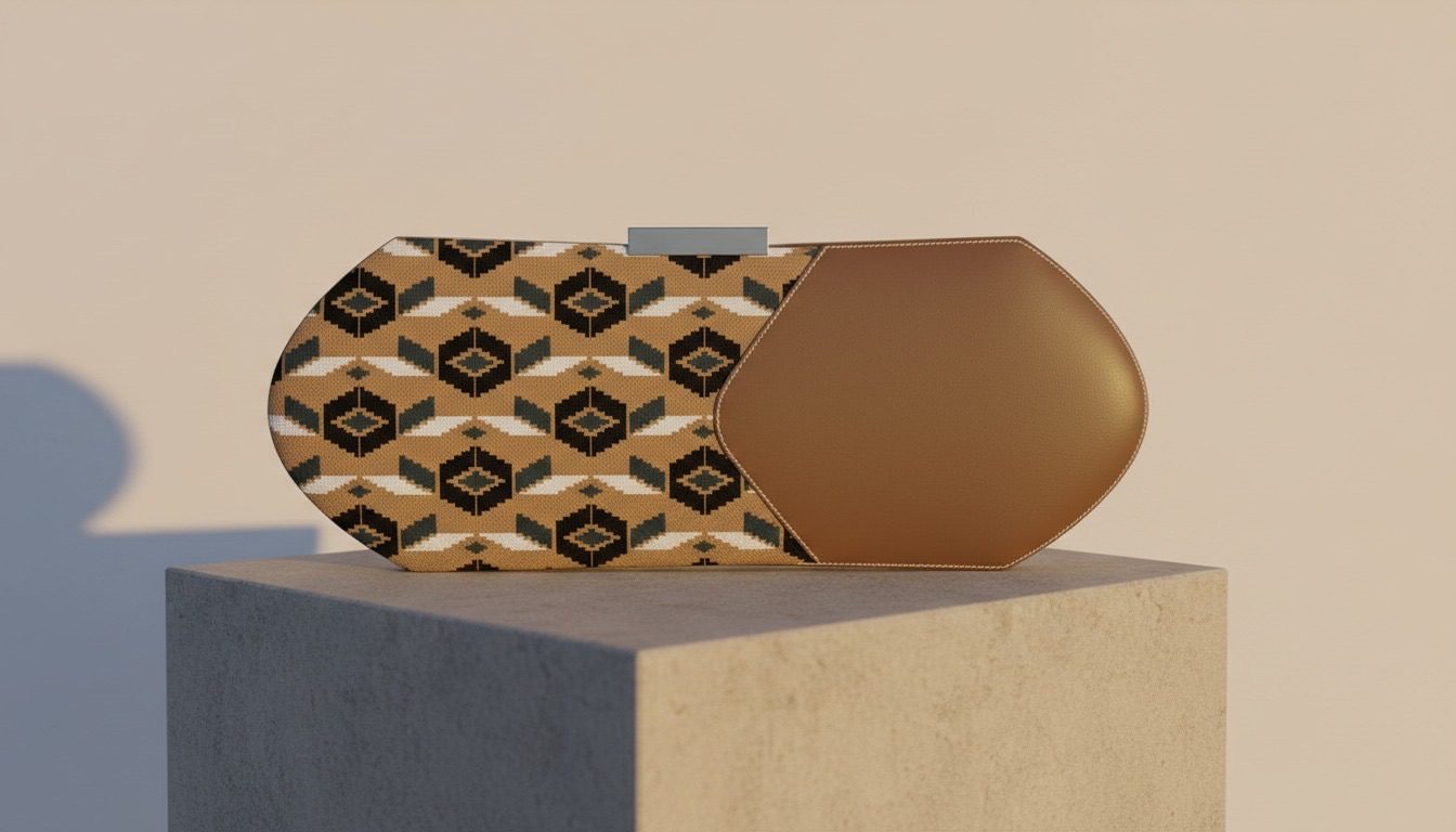 Embroidered canvas clutch