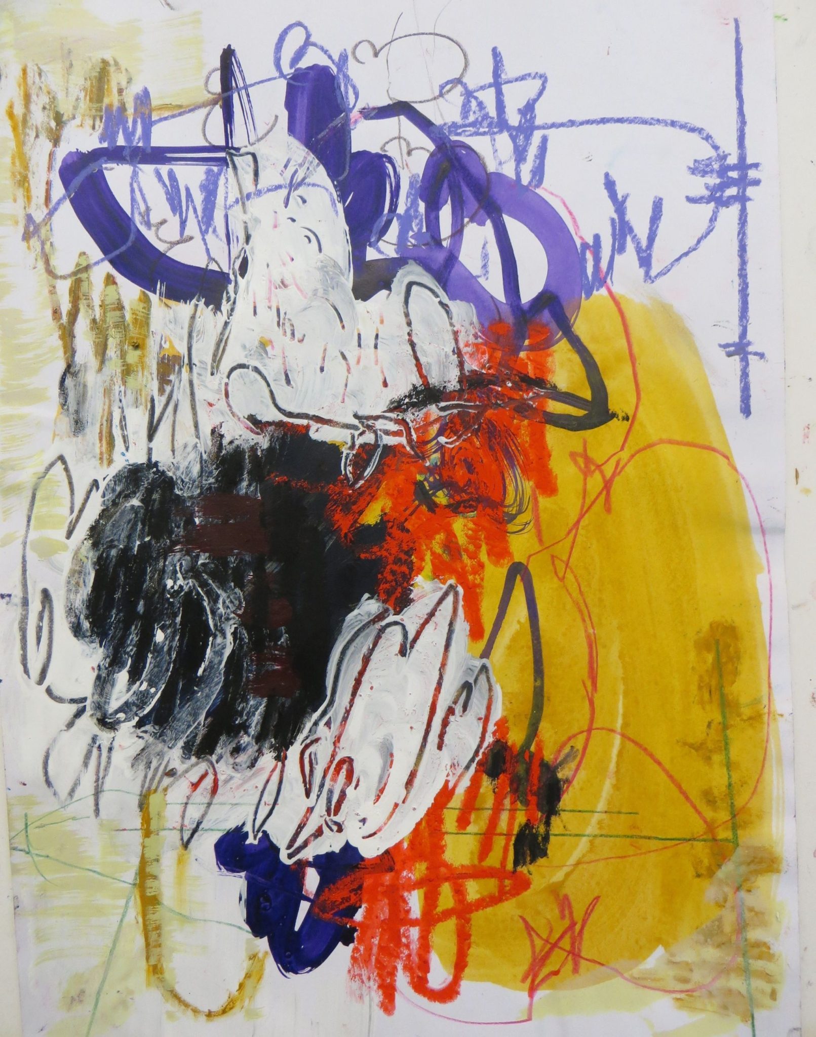 Ink, acrylic on paper - mark making in speed