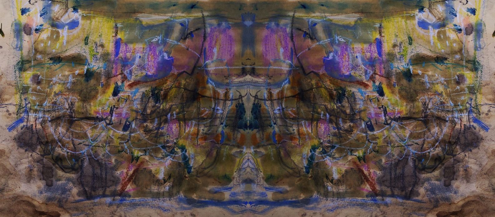 abstract image in mixed media mirrored as digital image