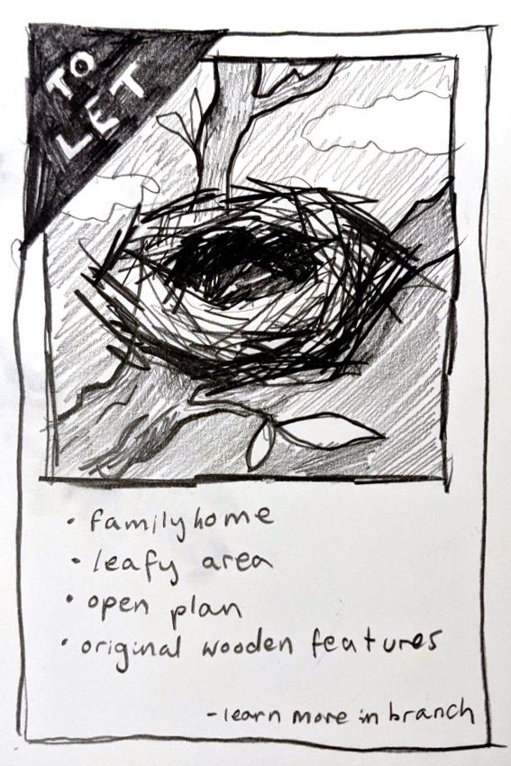 a drawing of a nest as if it were a rental property