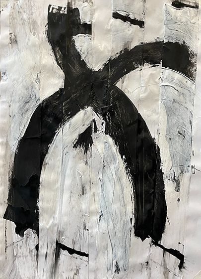 A drawing of a distorted cross shape