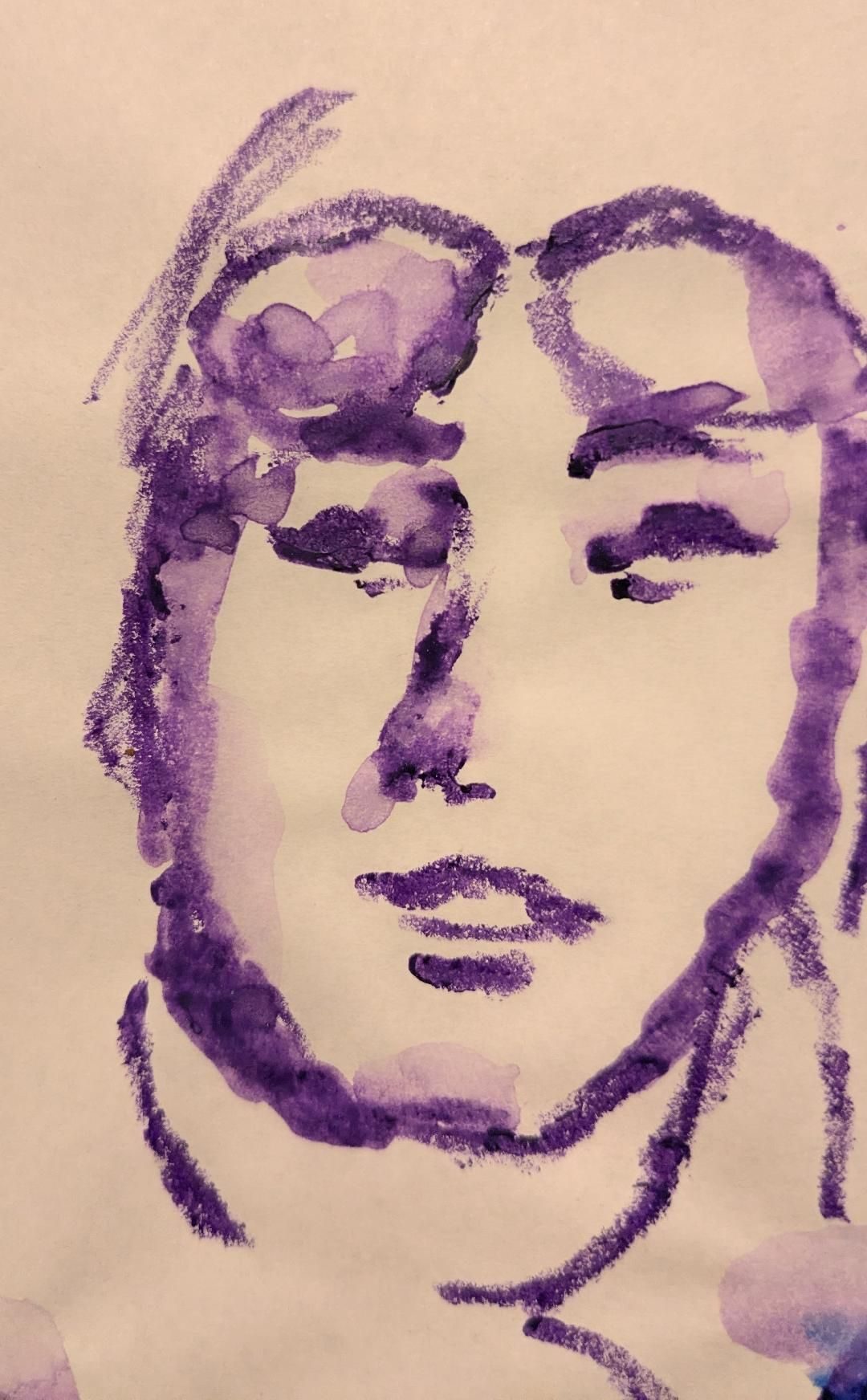 line drawing in watercolour crayon