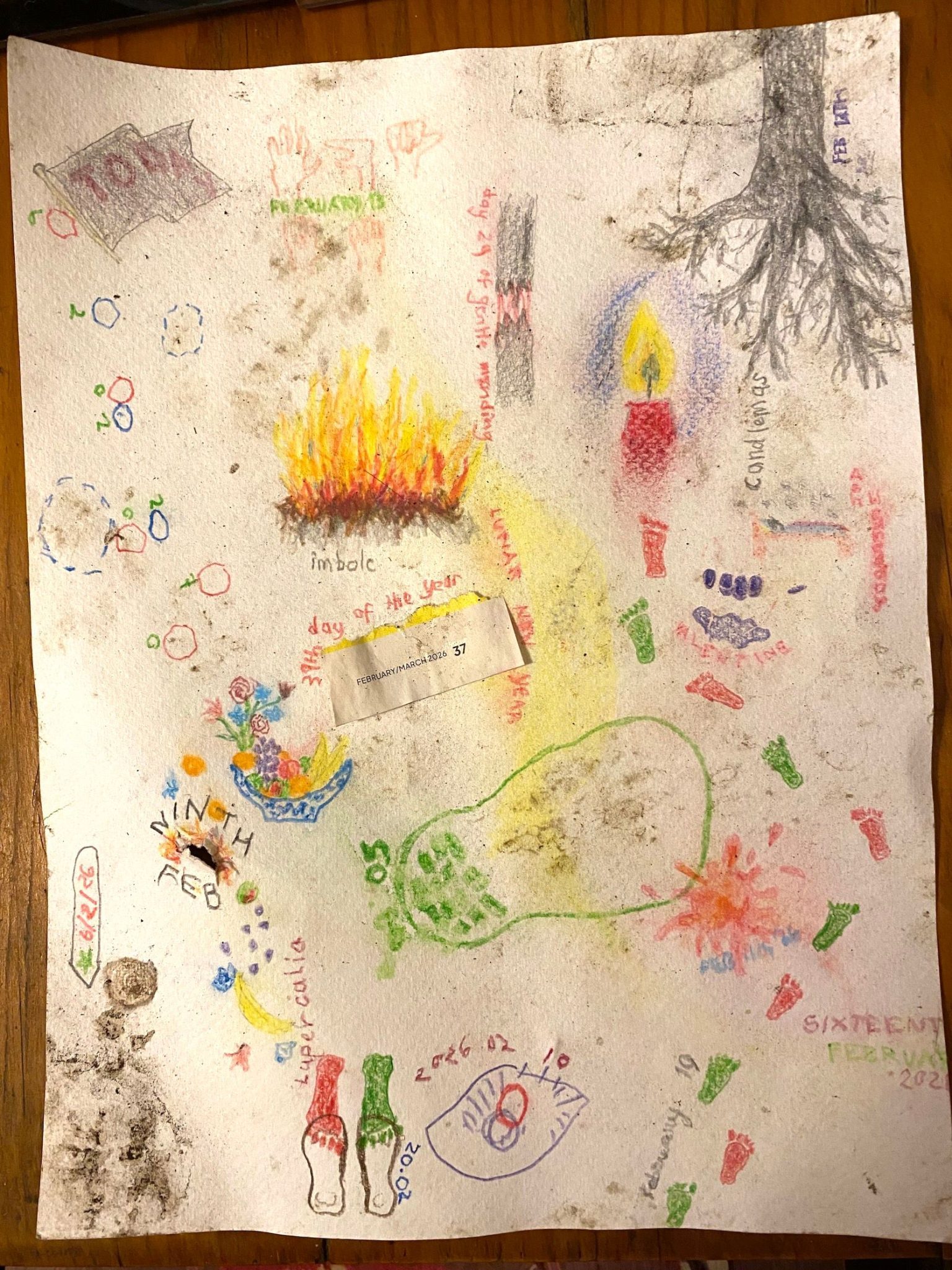 The same drawing as yesterday. The paper is still buckled. To the left of the 