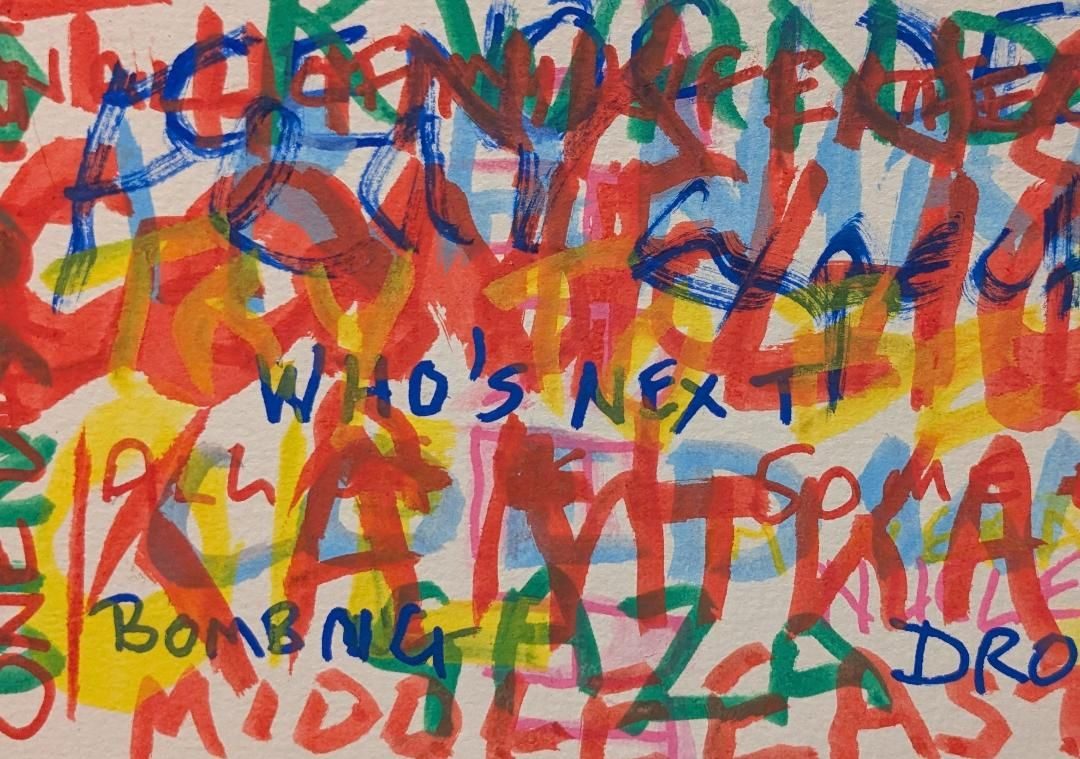 Layers of words hand written with Posca pens