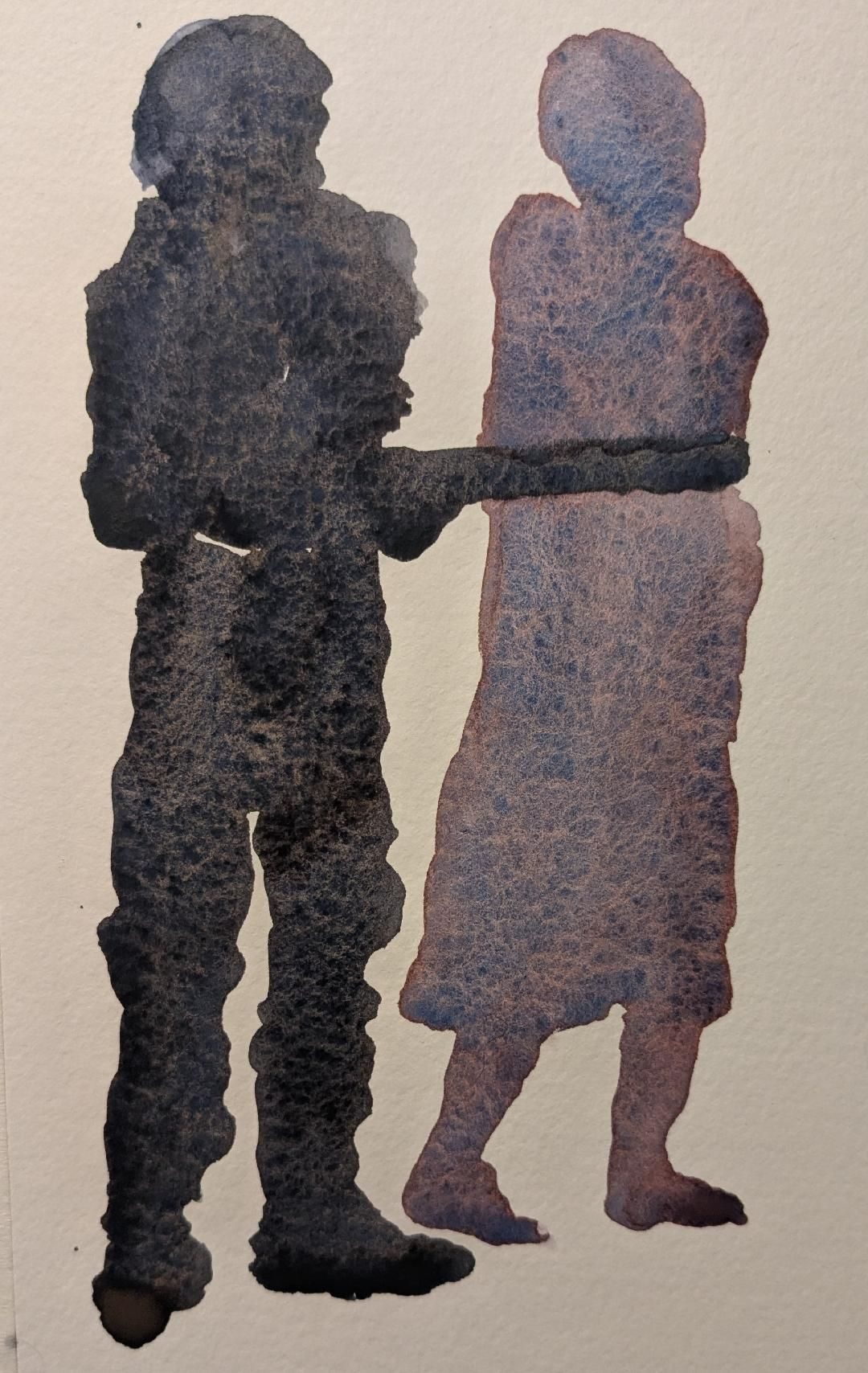 Watercolour silhouettes of two figures
