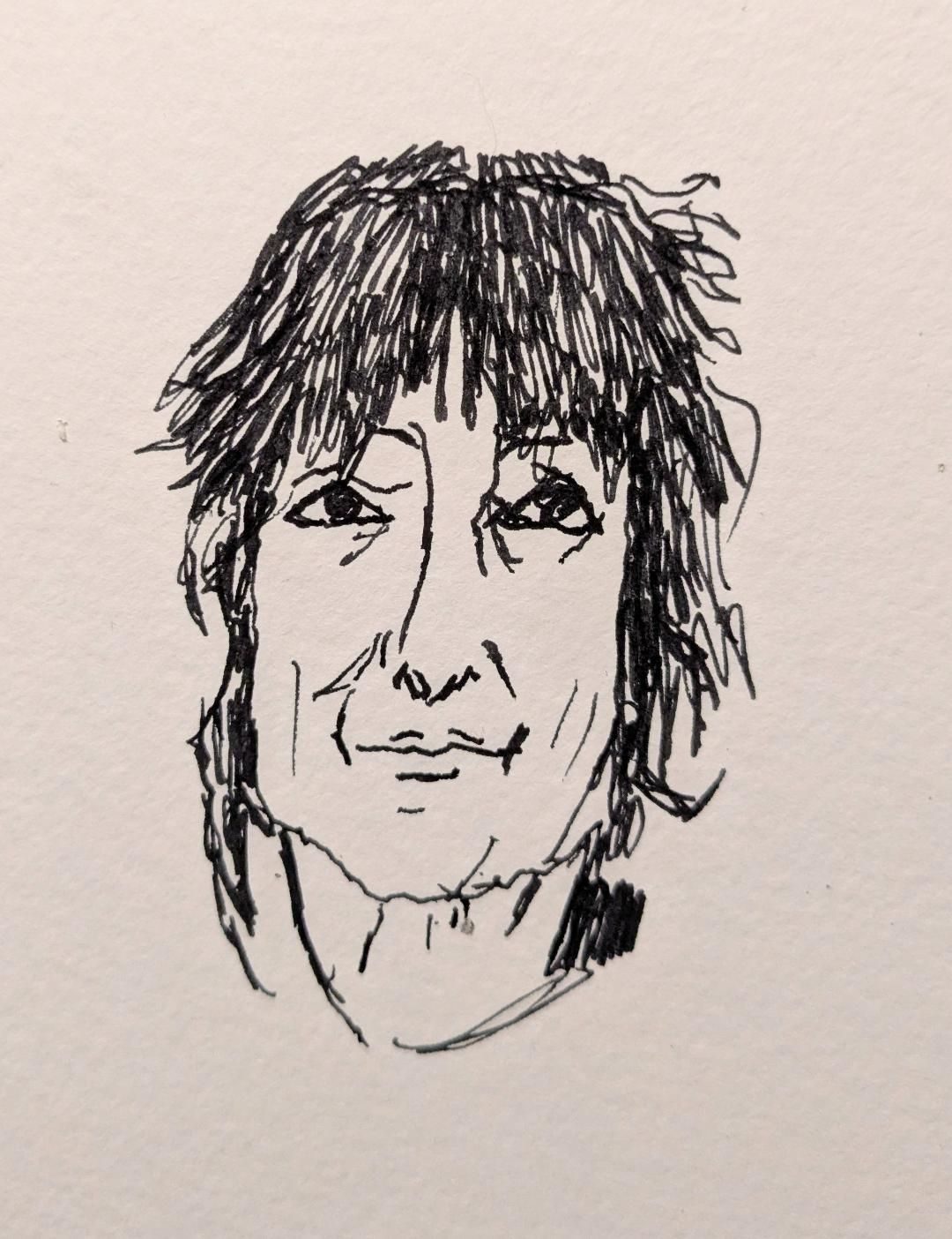 Ink drawing self portrait