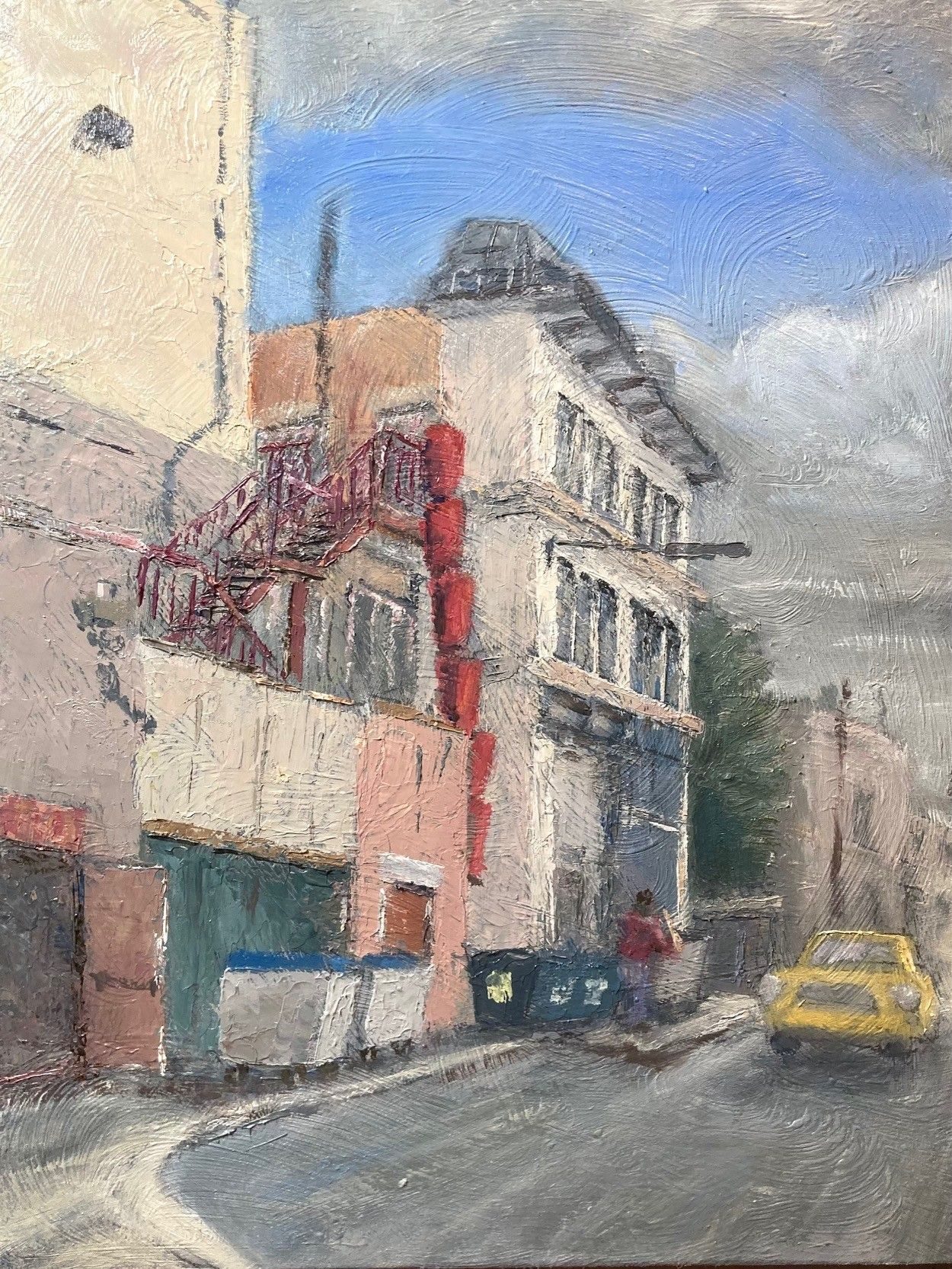 Oil paint on board, 26.5 x 20cm. A backstreet in Wolverhampton.