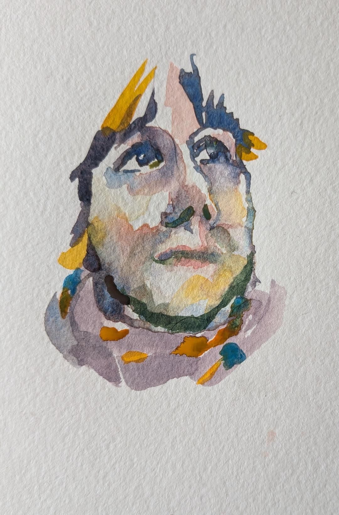 watercolour sketch selfie