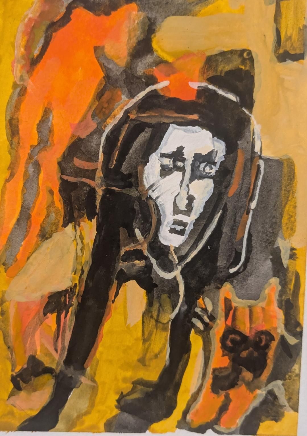 Gouache sketch of painting by Alejandro Santiago