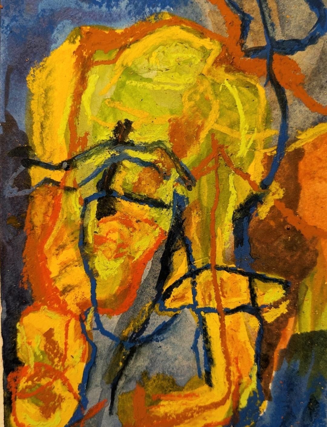 colour sketch in watercolour and pastel