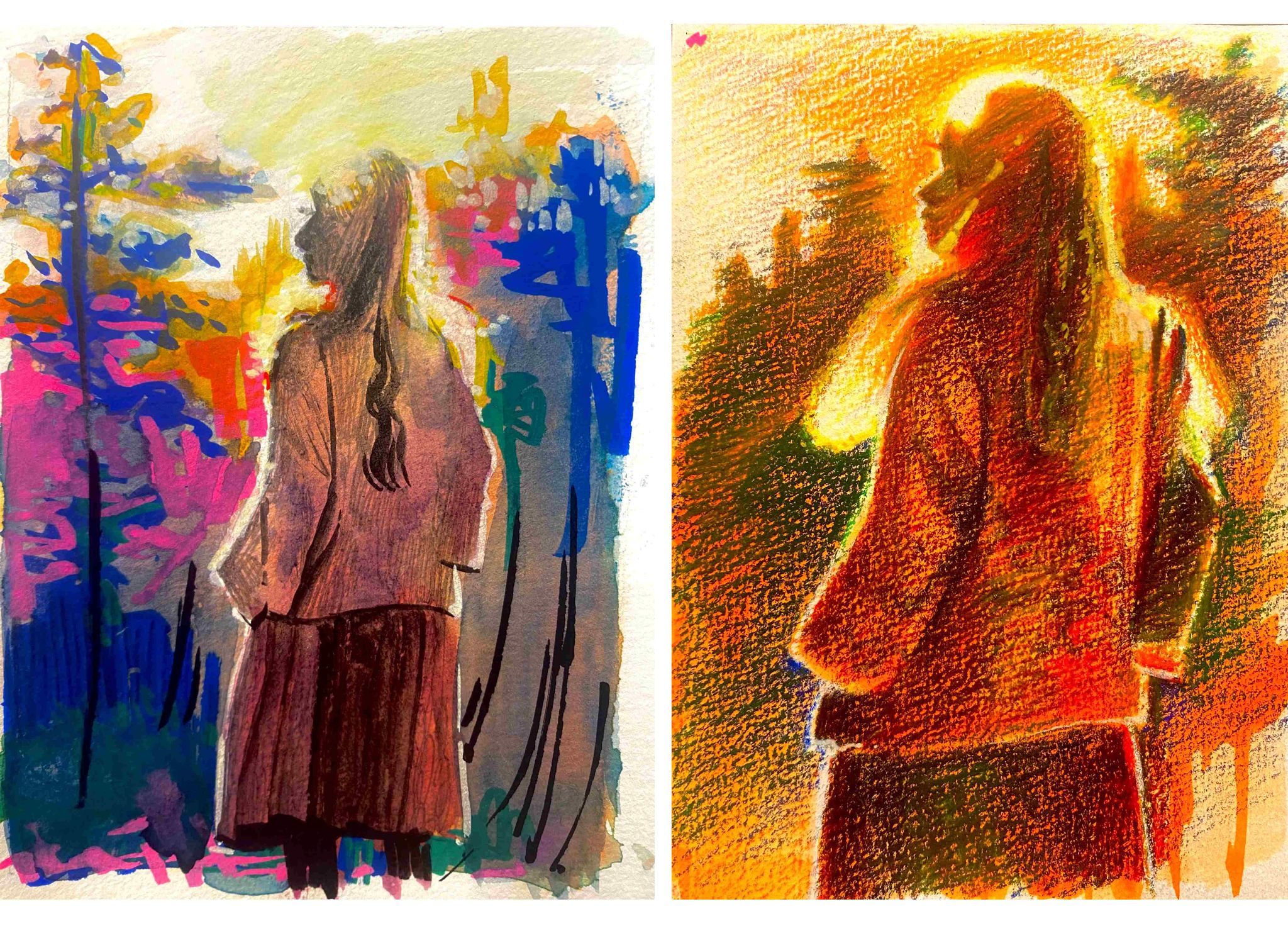 Day5 +Day6 - Color pencil, water color, acrylic marker