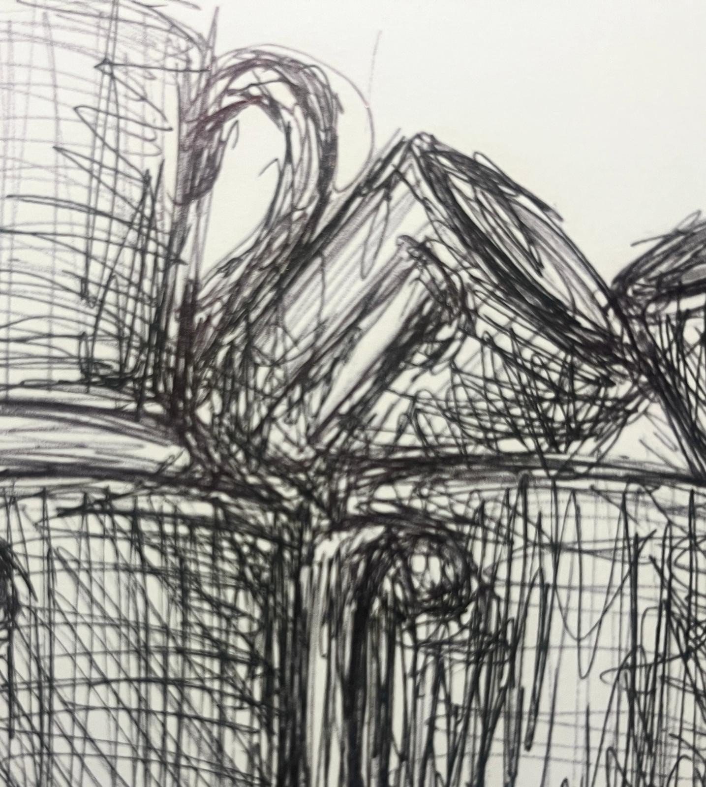 Close up cropped line drawing of cups