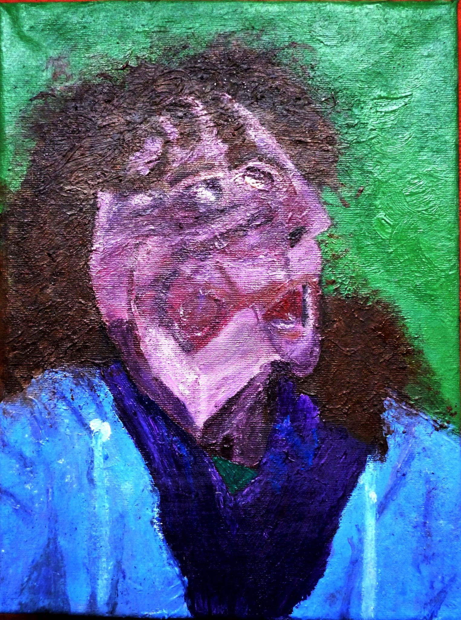 An acrylic painting of a portrait of a womans face but showing from different views