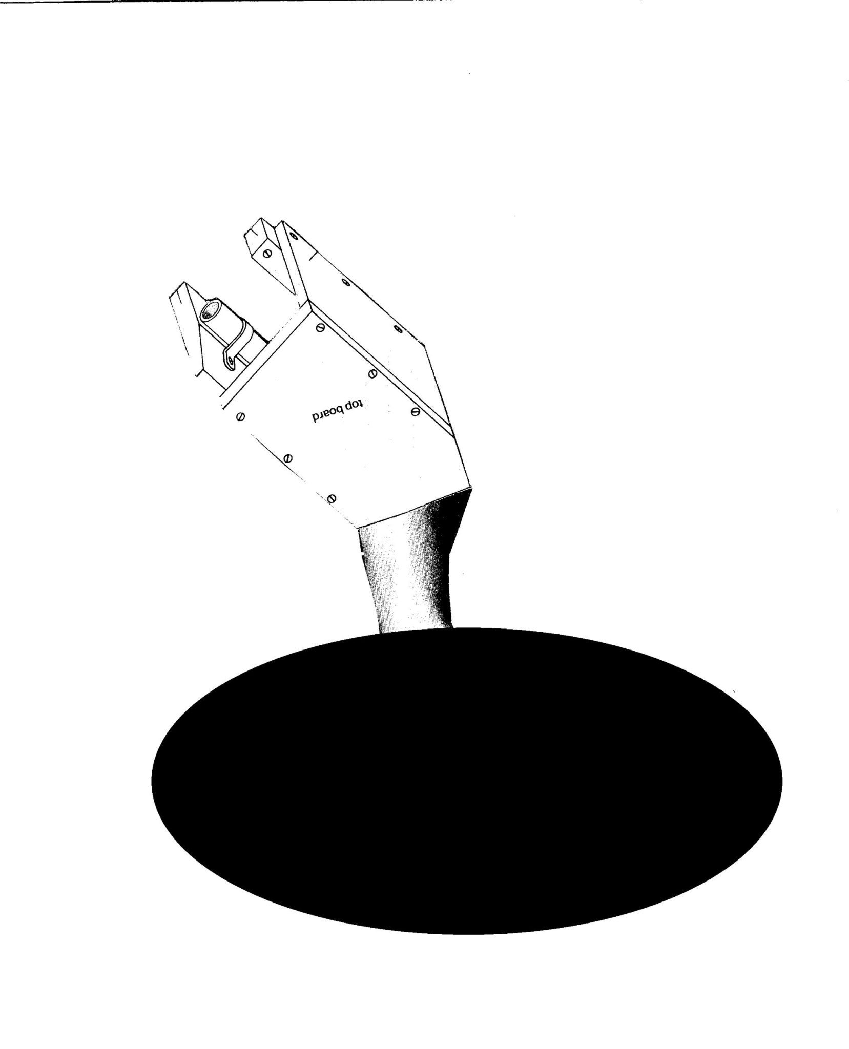 an abstract composition of an elipse, a part of an arm and a section of an instruction manual in black and white