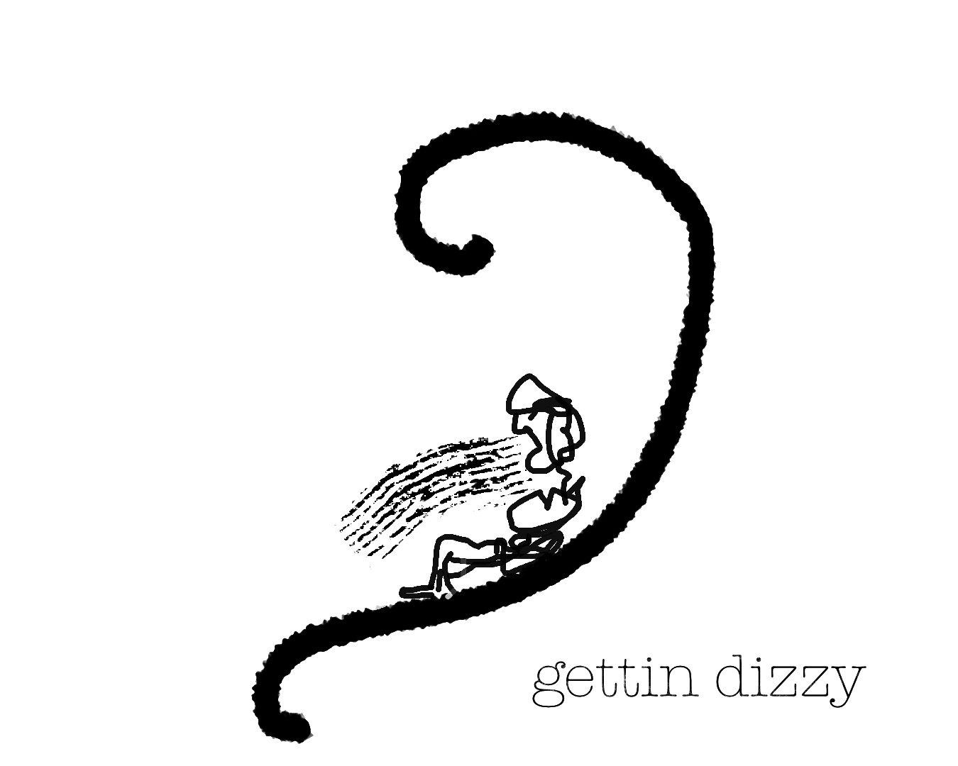 A coarse drawing of a a squiggly figure sitting inside a curve