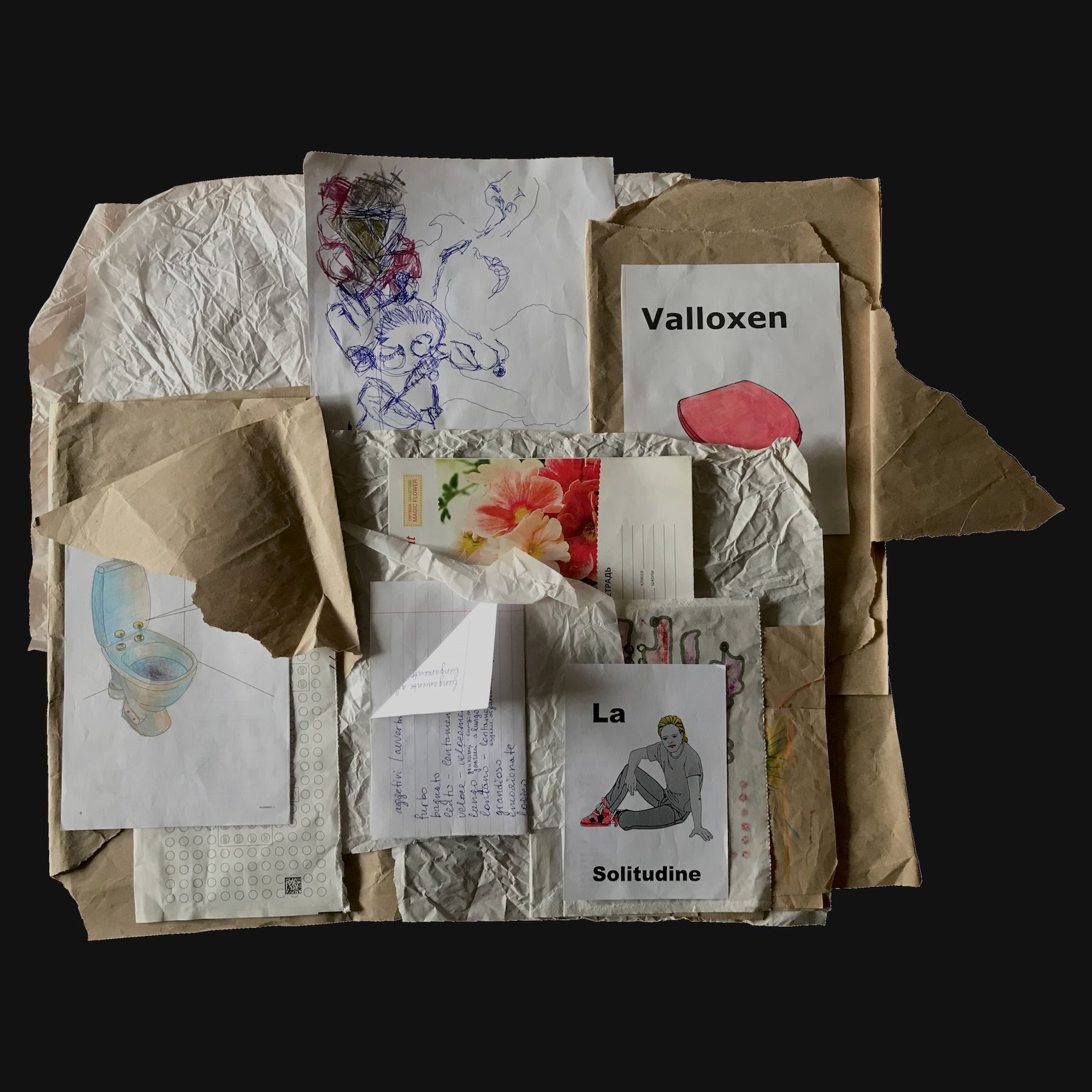 a collage made of craft paper, drawings, ikea instruction pics