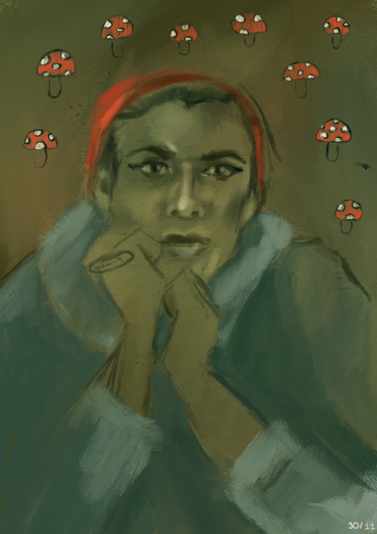 Portrait with mushrooms