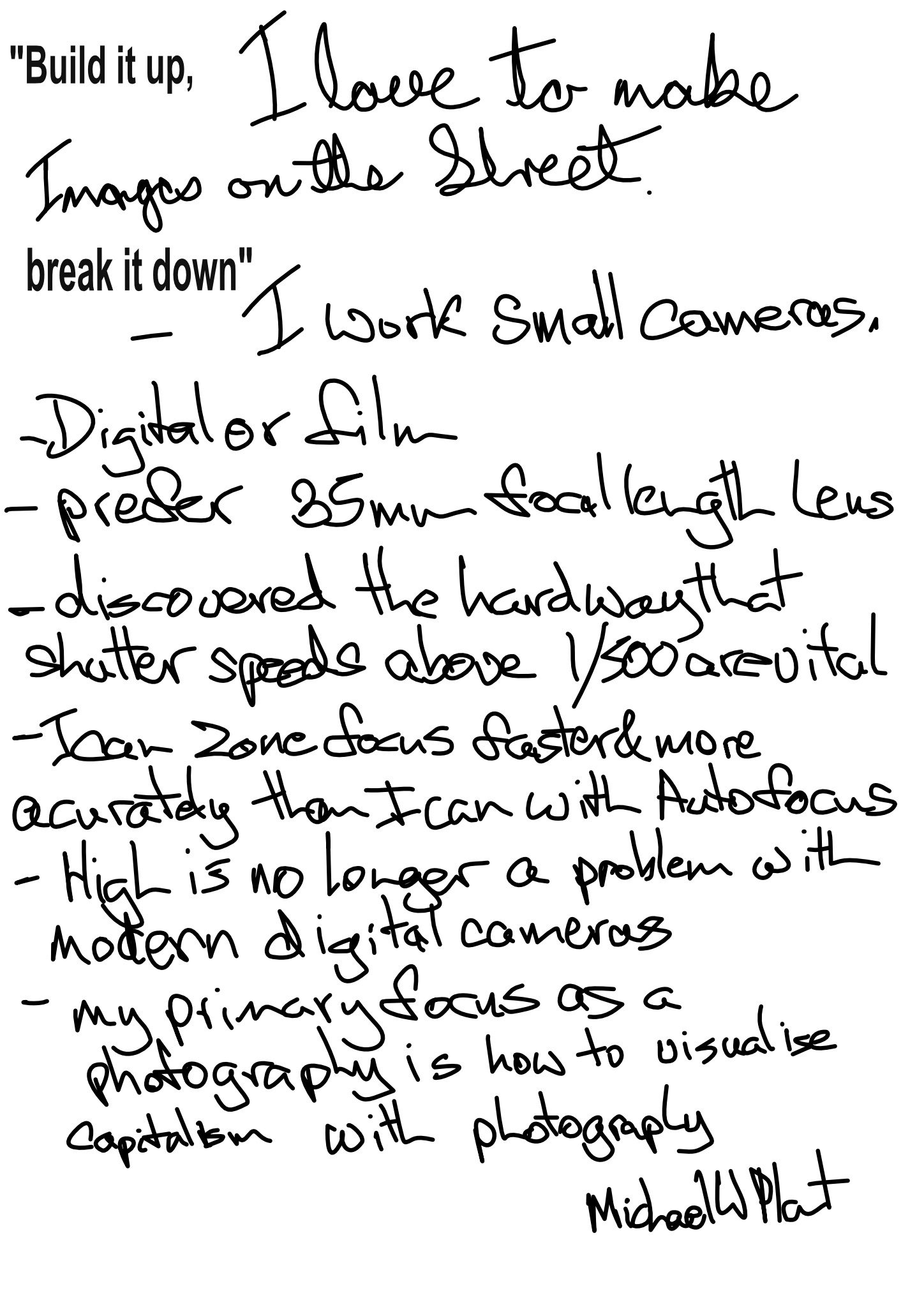 A Brief break down on my photographic working method