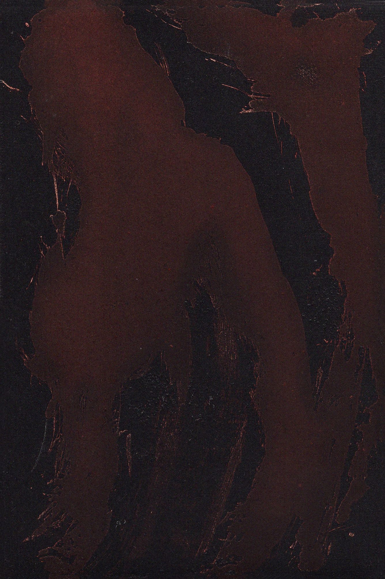 an abstract etching deep marron shape on black background